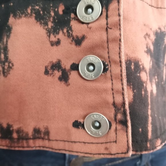 Black Tye Dye Suko Jean Jacket Sz Medium - Picture 8 of 9